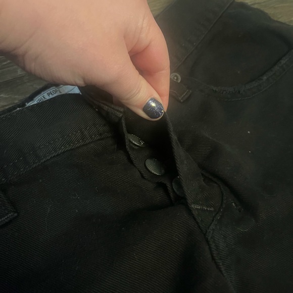 Free People Women’s Black Distressed Denim Button Fly Festival Cutoff Shorts - Picture 3 of 6